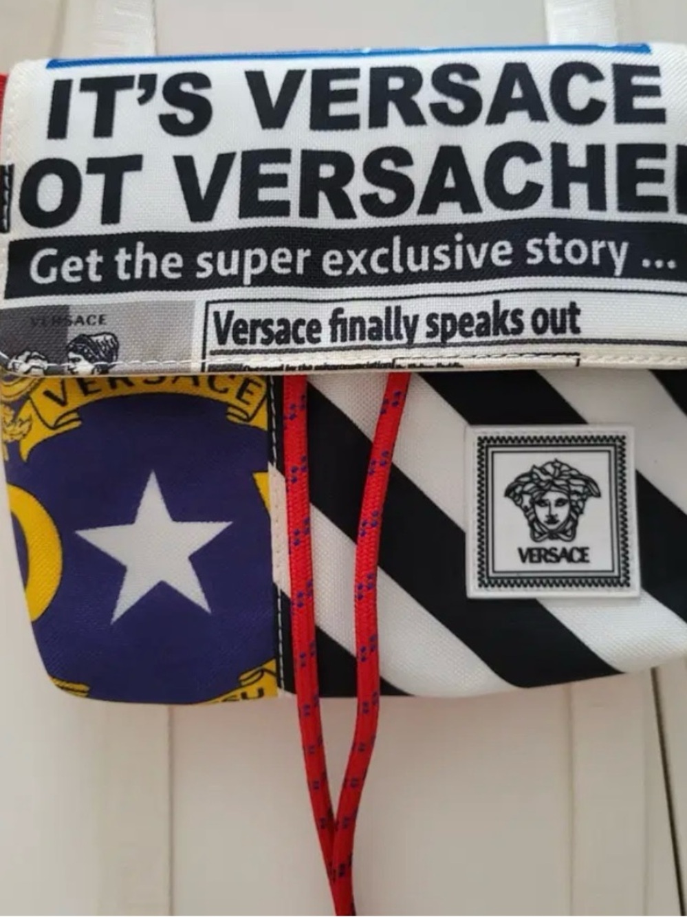 AUTHENTIC: Versace Tabloid Print crossbody bag